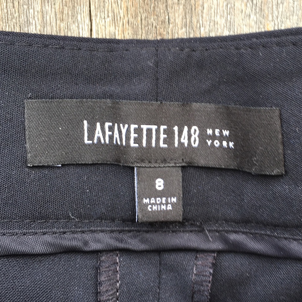Lafayette 148 New York Italian Stretch Wool Menswear Pant Black 8 - Picture 4 of 16